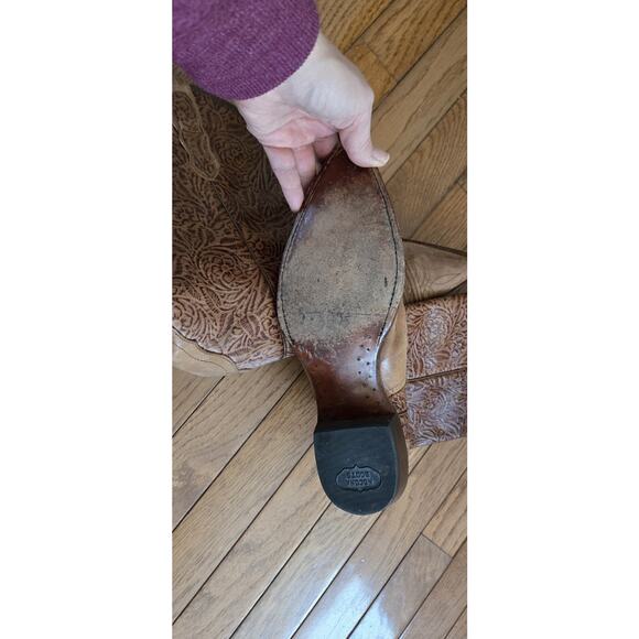 Vintage WOMENS NOCONA SNIP TOE COWBOY BROWN BOOTS Embossed Women’s 10 - Picture 10 of 10